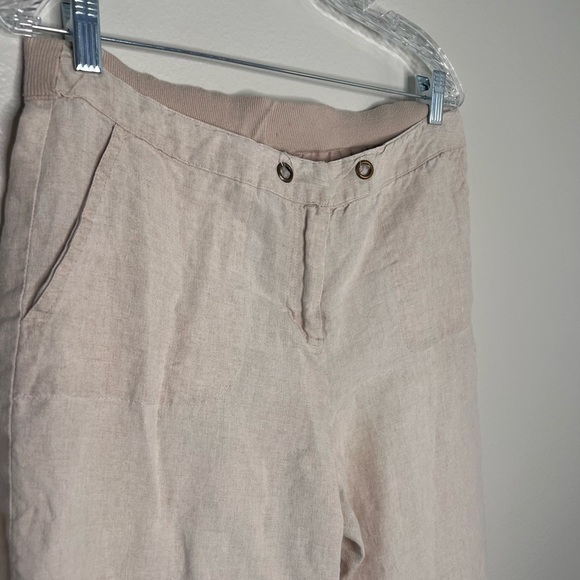 Charter club petite classic fit wide leg linen pants, elasticated 10P #16 - Picture 3 of 7